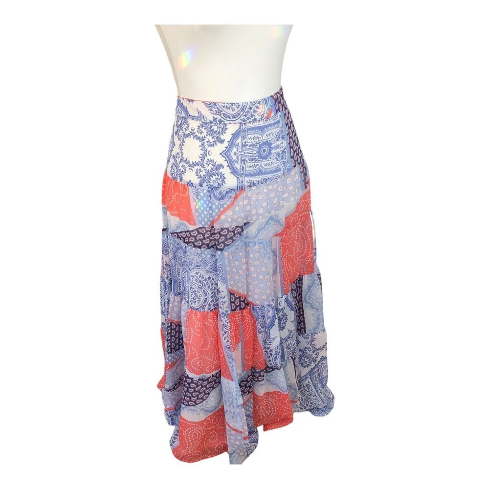 Tommy Hilfiger Womens Flowy Romantic Spring Cottagecore Tiered Midi Skirt Sz 12